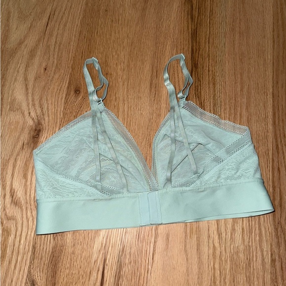 Soma Triangle Soft Bralette with Lace Wireless Light Blue Size Large - Picture 8 of 11